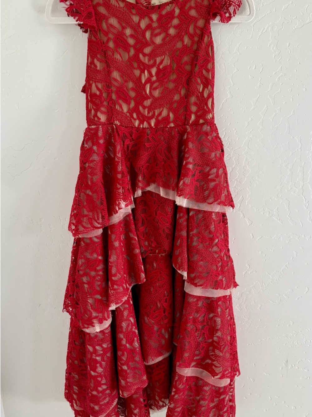 Joyfolie Red Lace tiered Dress